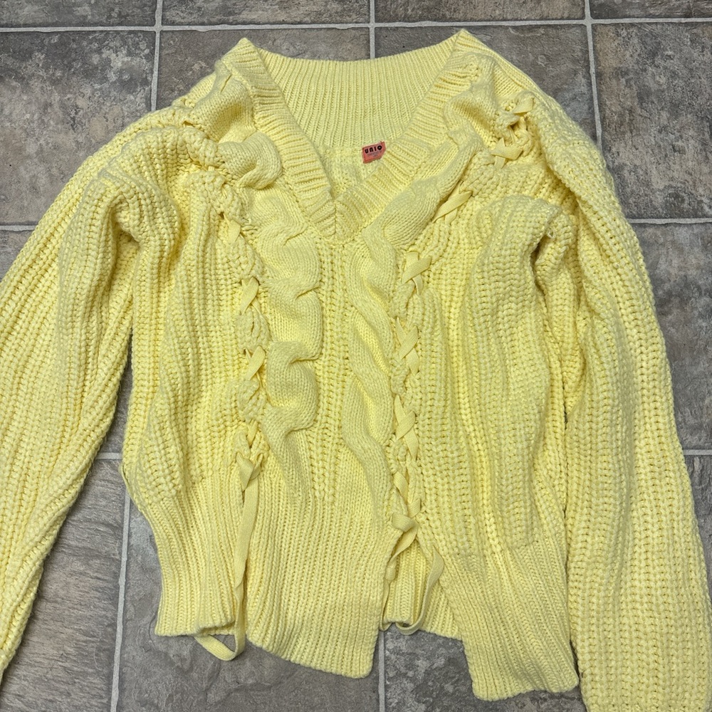 Yellow Cable Knit Sweater